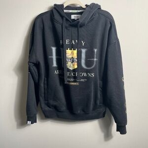 HIGHLY UNDRTD - The Crowns Black Long Sleeve Hoodie Sweatshirt, graphics Size S